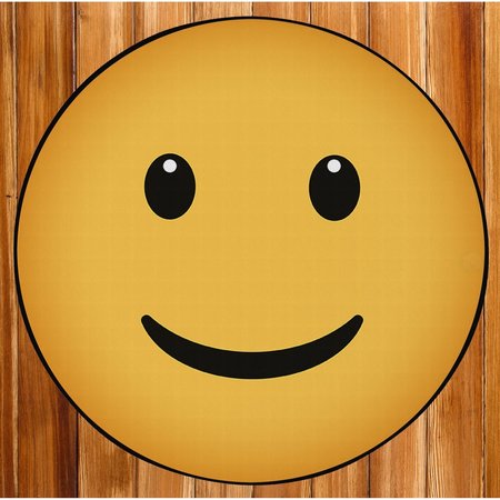 DEERLUX Emoji Style Round Funny Smiley Face Kids Area Rug, Smiling Emoji Rug, 24 x 24 QI003876.XS